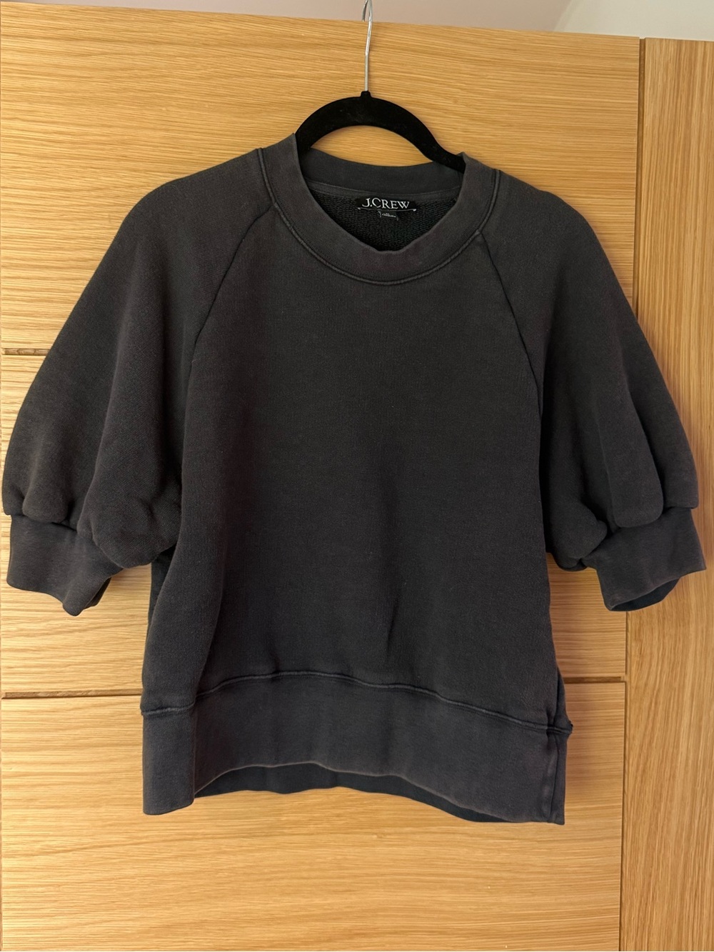 J.Crew Heritage terry puff-sleeve sweatshirt in faded black
